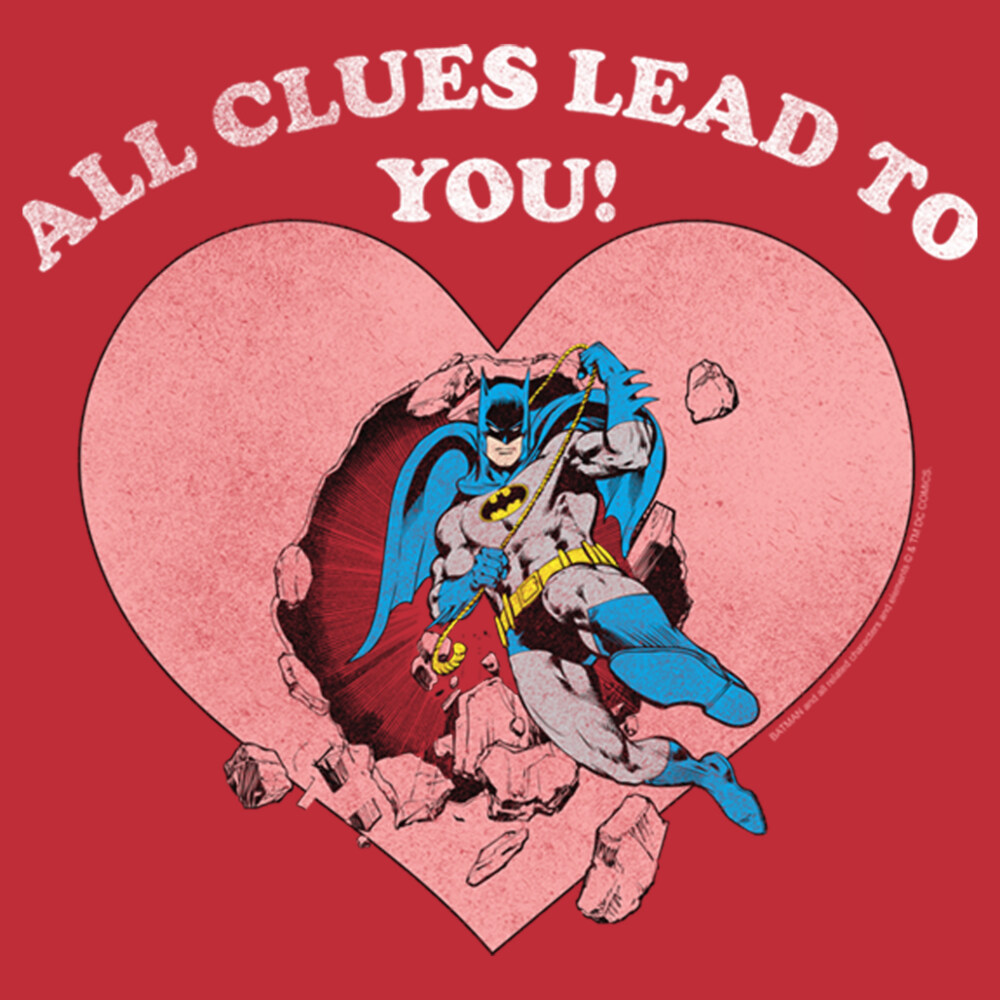 Men's Batman Valentine's Day All the Clues Lead to You  Adult T-Shirt