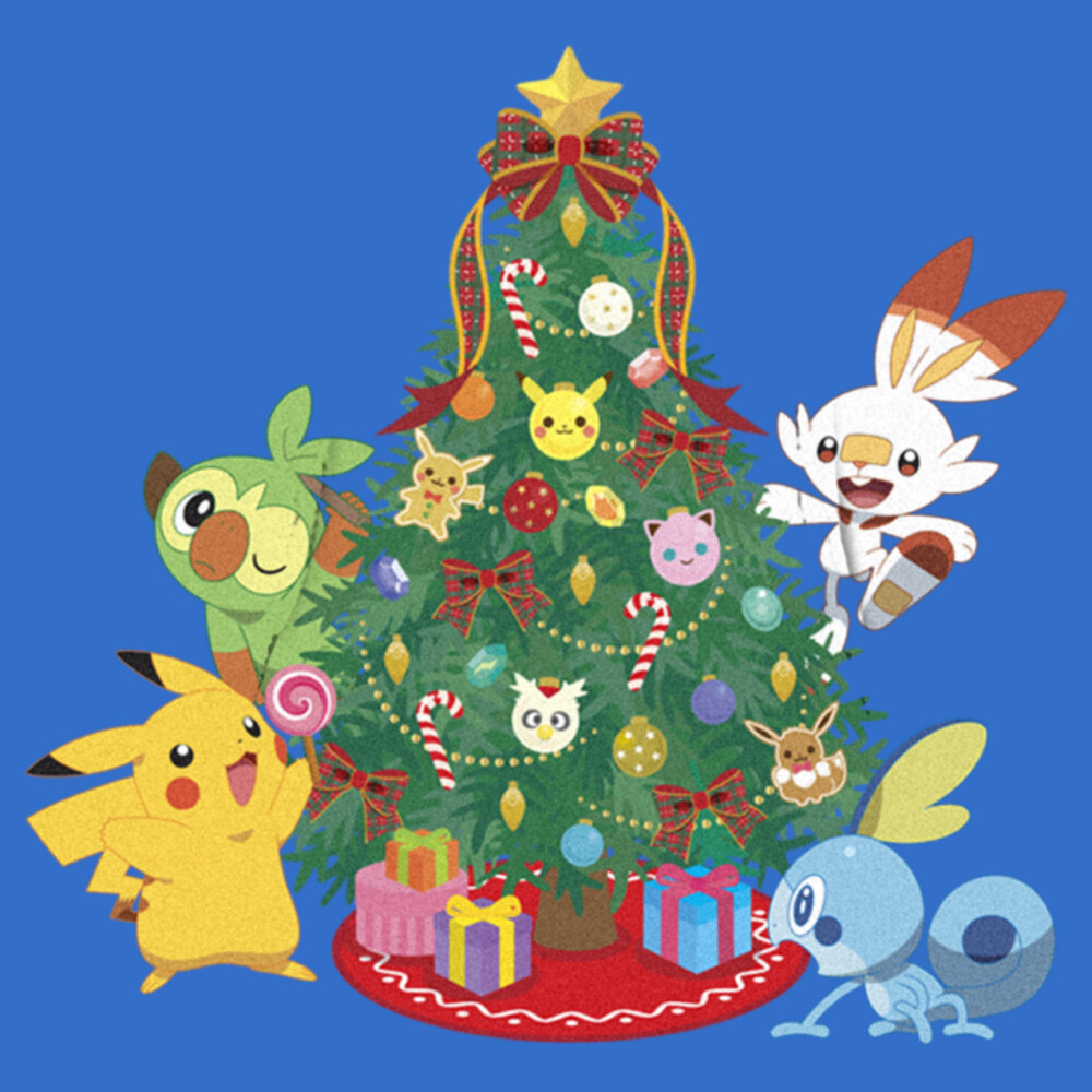 Men's Pokemon Christmas Tree Friends  Adult Pull Over Hoodie