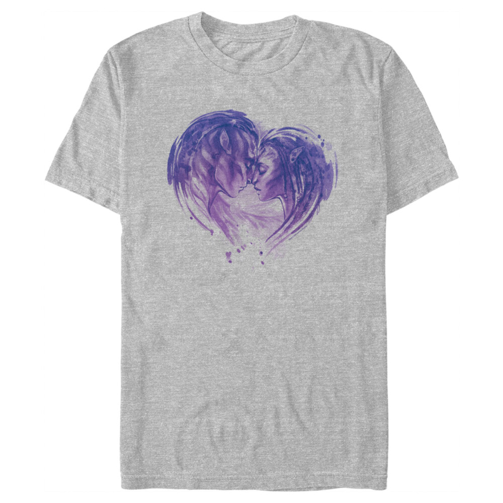 Men's Avatar: The Way of Water Neytiri and Jake Sully Watercolor Heart  Adult T-Shirt