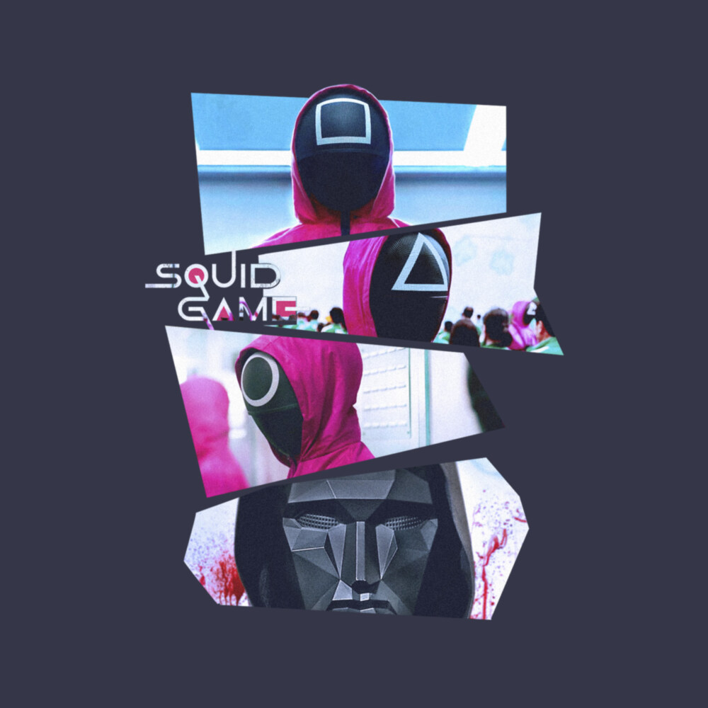 Men's Squid Game Masked Photos  Adult T-Shirt