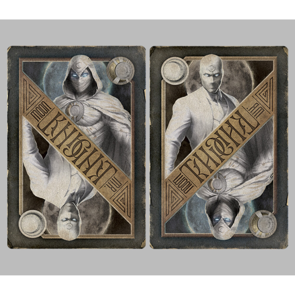 Men's Marvel: Moon Knight Two Personalities Playing Cards  Adult T-Shirt