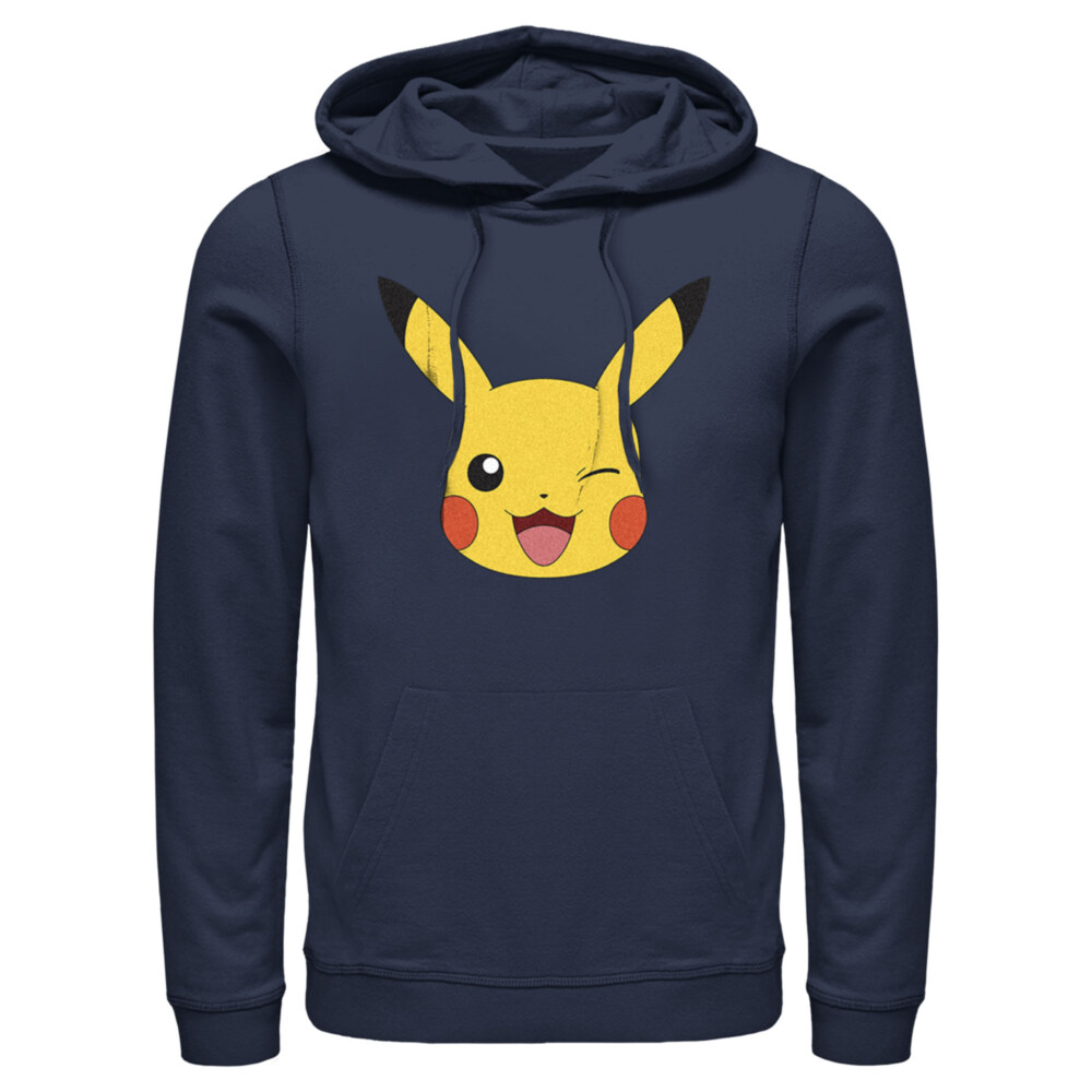 Men's Pokemon Pikachu Wink Face  Adult Pull Over Hoodie
