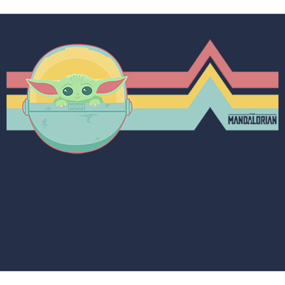 Men's Star Wars: The Mandalorian The Child Retro Stripes  Adult T-Shirt