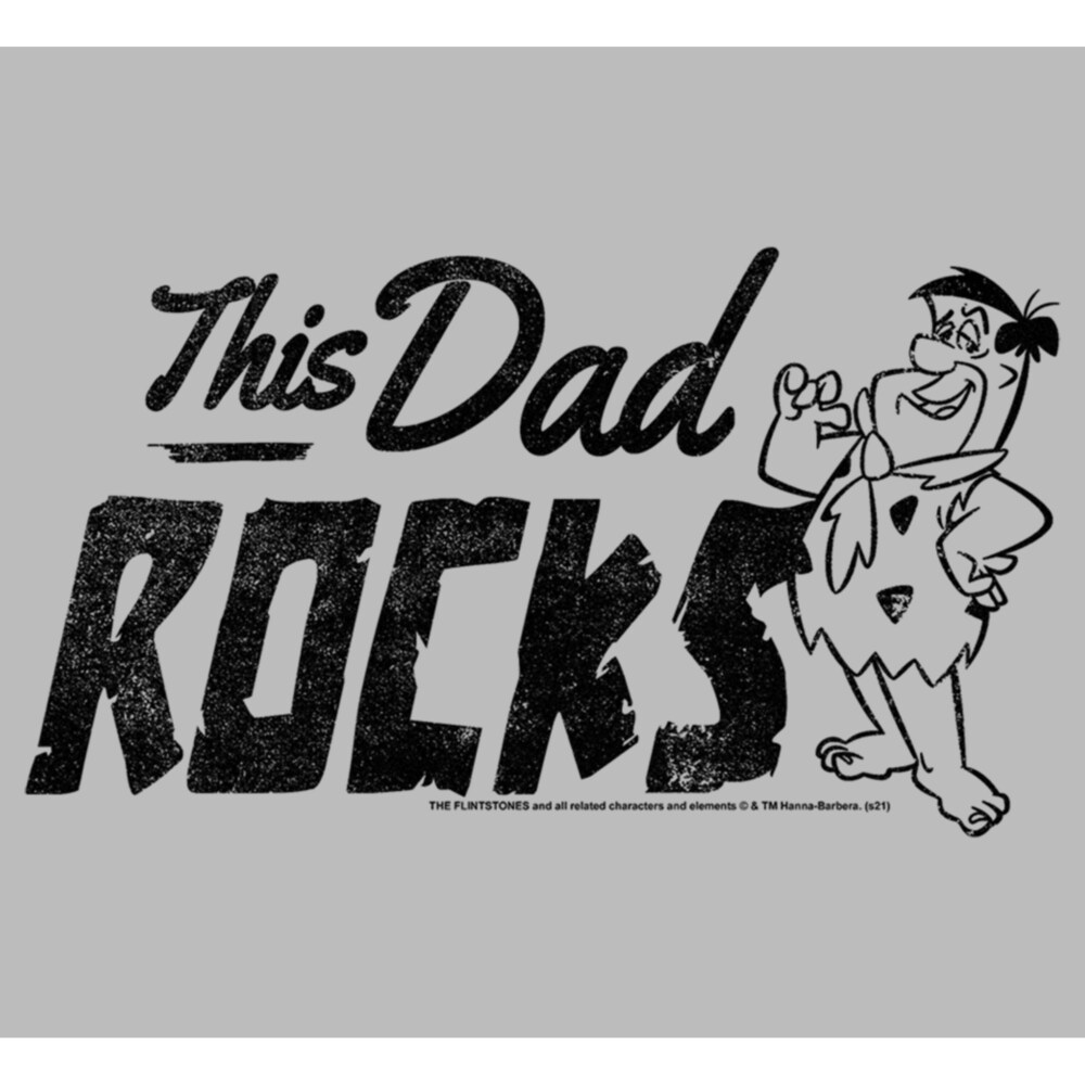 Men's The Flintstones Father's Day Fred Flintstone This Dad Rocks  Adult T-Shirt