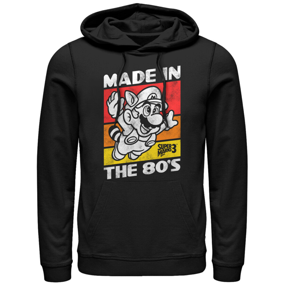 Men's Nintendo Raccoon Mario Made in the 80's  Adult Pull Over Hoodie