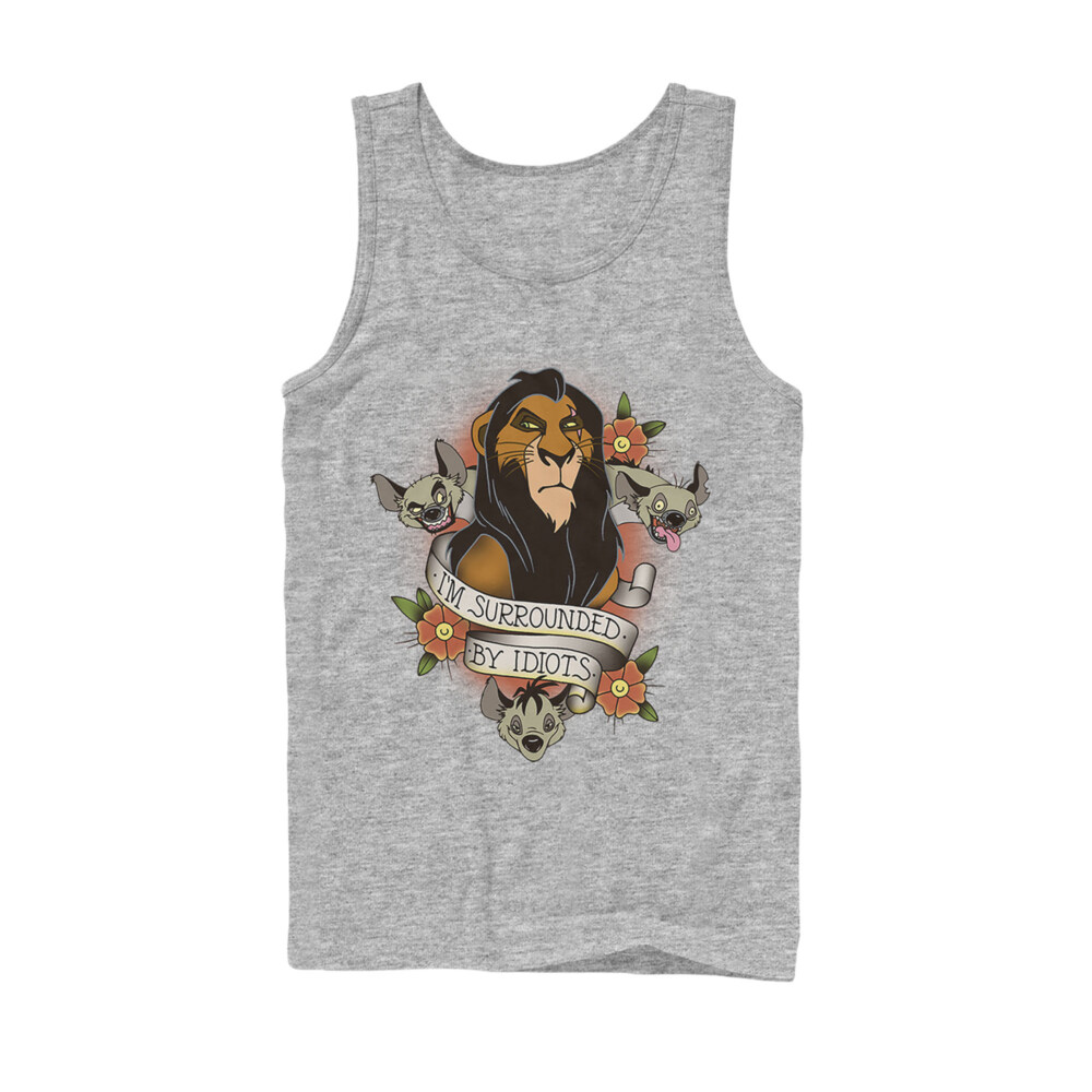 Men's Lion King Scar Surrounded By Idiots Tattoo  Adult Tank Top