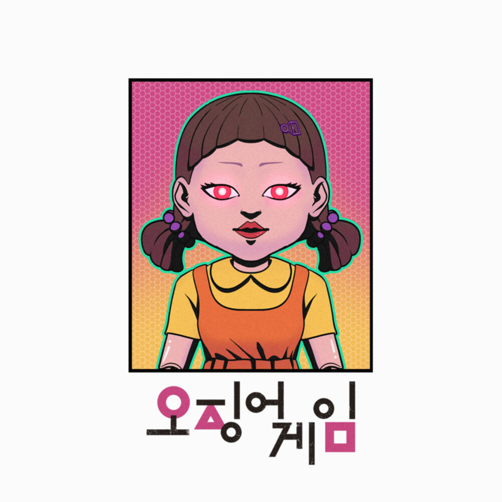 Men's Squid Game Neon Doll  Adult T-Shirt