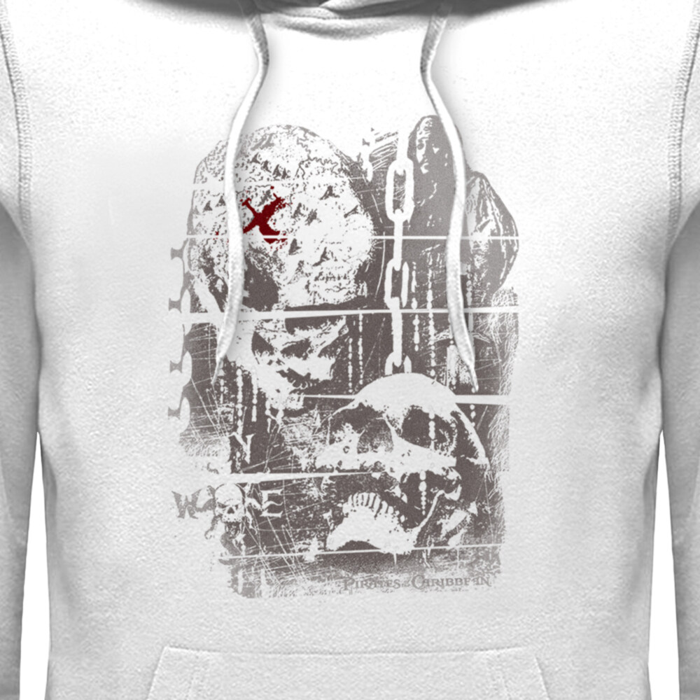Men's Pirates of the Caribbean: Curse of the Black Pearl Jack Sparrow Distressed Skull Poster  Adult Pull Over Hoodie