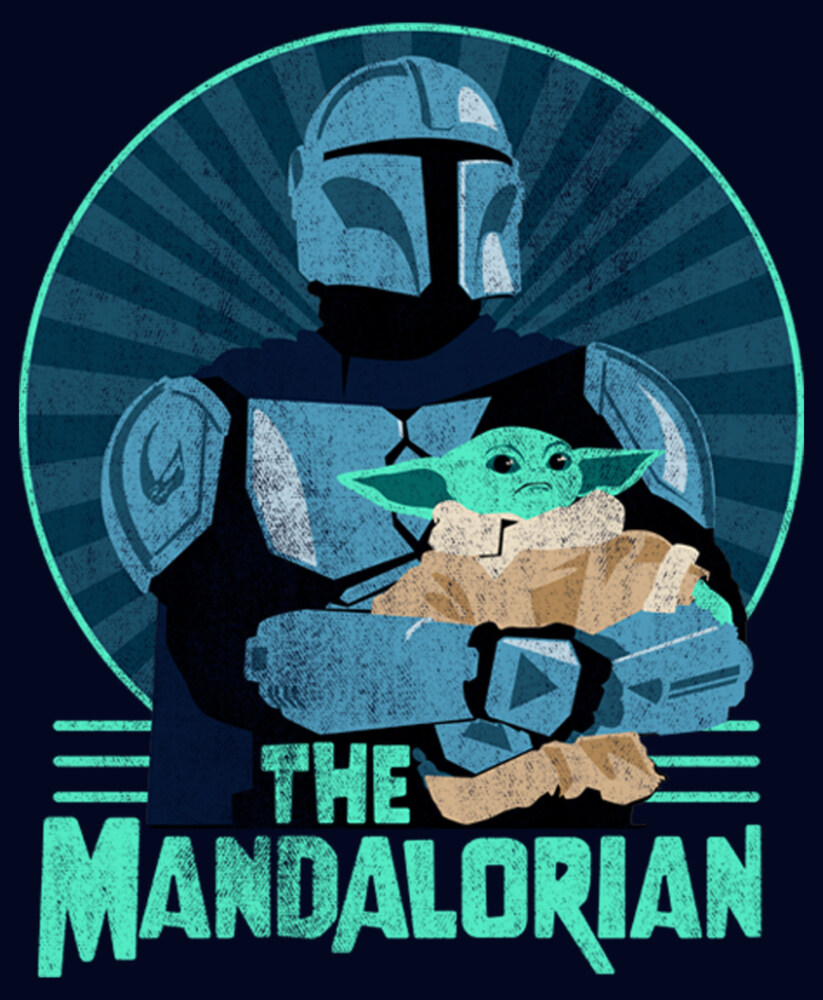 Men's Star Wars: The Mandalorian Father's Day Mando and Grogu Retro Logo  Adult T-Shirt