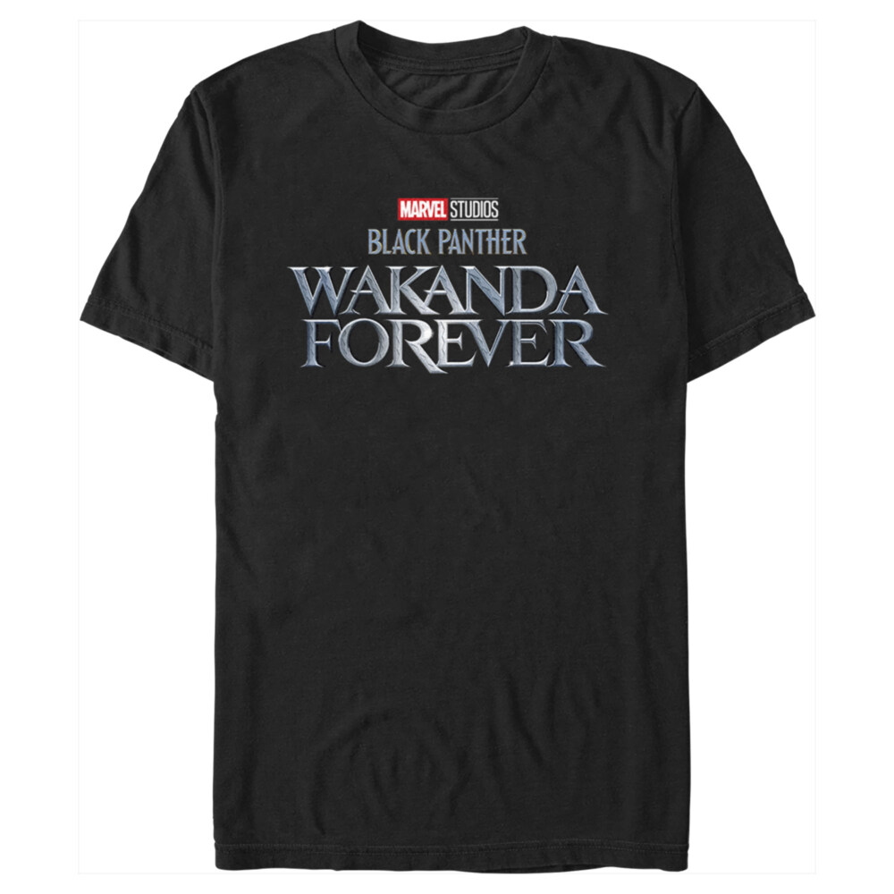 Men's Marvel: Black Panther: Wakanda Forever Metallic Movie Logo  Adult T-Shirt