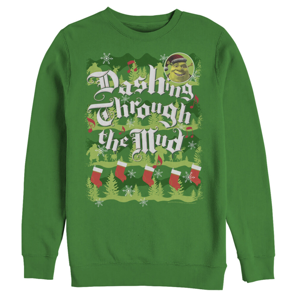 Men's Shrek Christmas Dashing Through Mud  Adult Sweatshirt