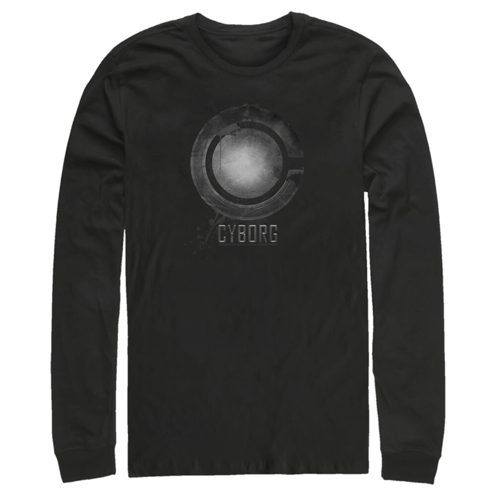 Men's Zack Snyder Justice League Cyborg Silver Logo  Adult Long Sleeve Shirt
