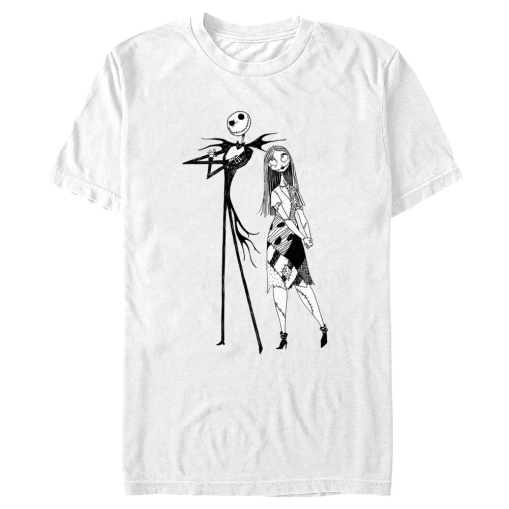 Men's The Nightmare Before Christmas Jack and Sally Black and White Portrait  Adult T-Shirt