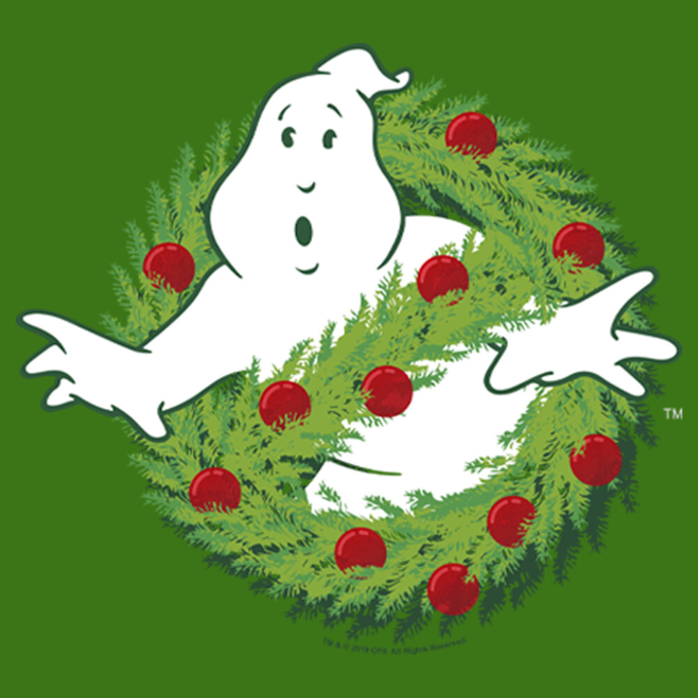 Men's Ghostbusters Christmas Wreath Logo  Adult T-Shirt