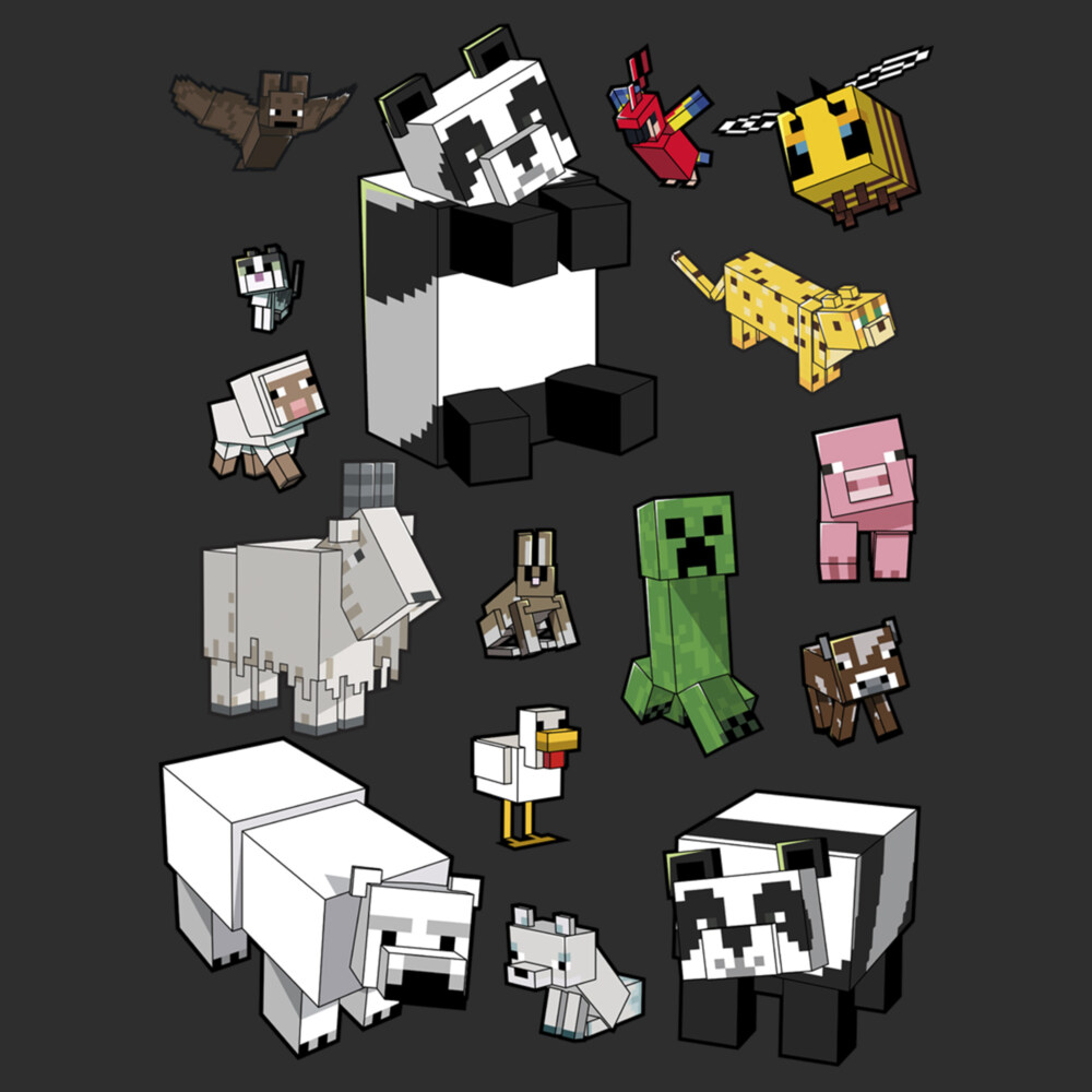 Men's Minecraft Overworld Mobs  Adult T-Shirt