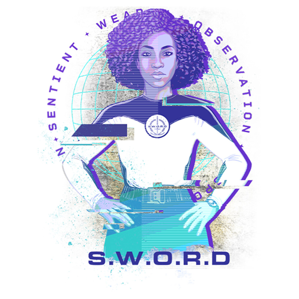 Men's Marvel WandaVision Monica Rambeau S.W.O.R.D Glitch  Adult T-Shirt