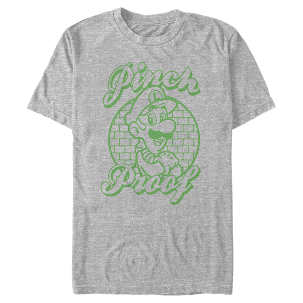 Men's Nintendo Super Mario St. Patrick's Day Pinch Proof Luigi  Adult T-Shirt
