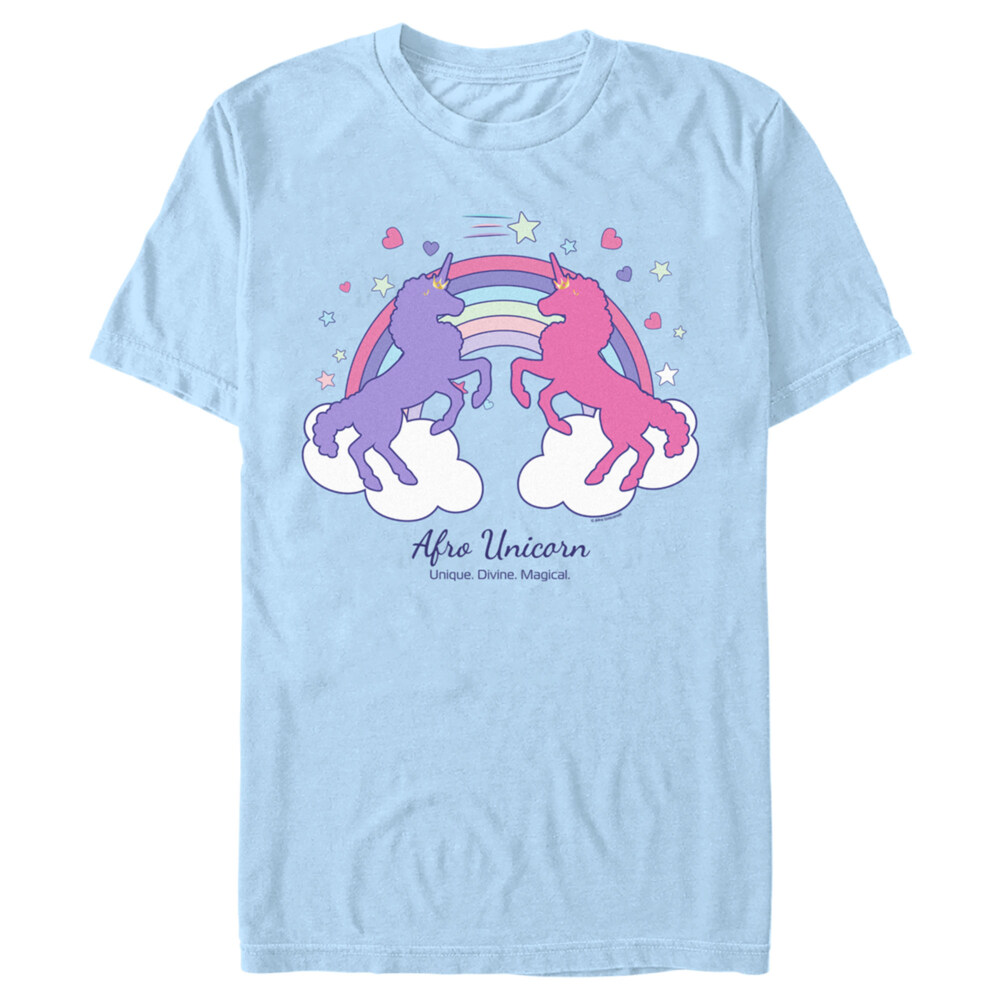 Men's Afro Unicorn Double Rainbow  Adult T-Shirt