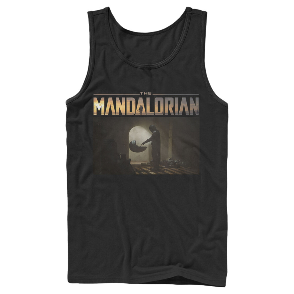 Men's Star Wars: The Mandalorian The Child Bounty Logo Silhouette  Adult Tank Top