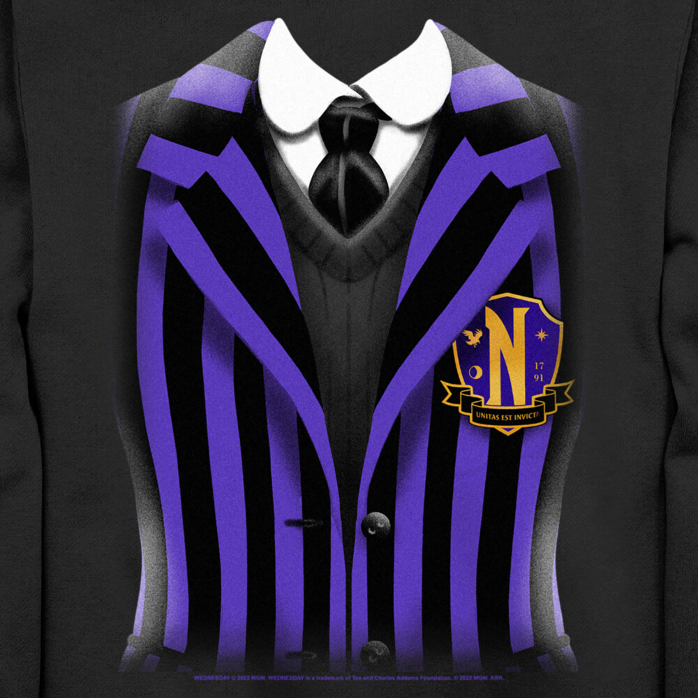 Men's Wednesday Nevermore Academy Uniform Purple  Adult Sweatshirt