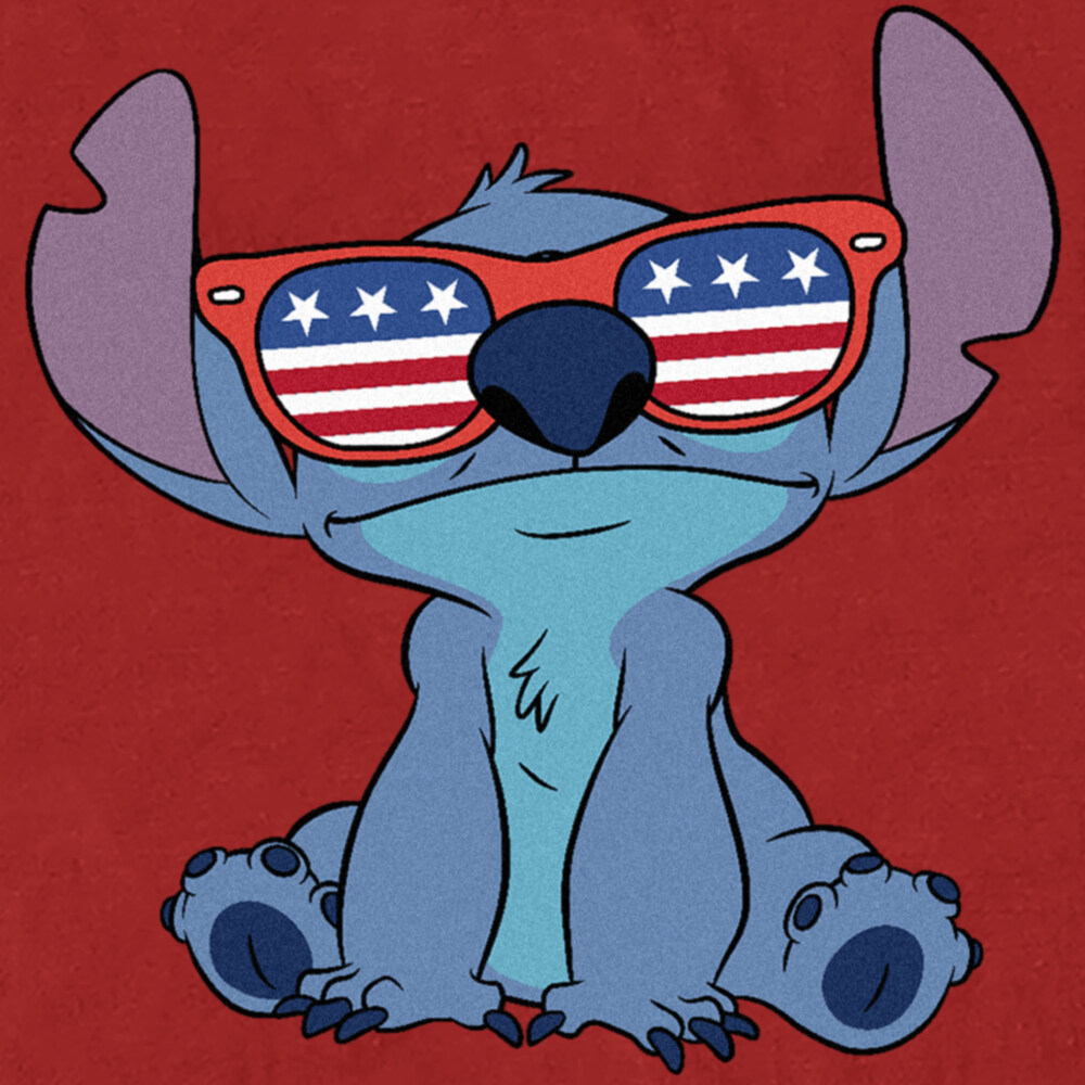 Men's Lilo & Stitch American Flag Sunglasses Stitch  Adult T-Shirt