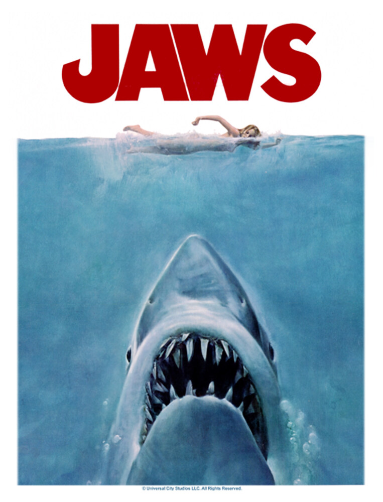 Men's Jaws Oversized Movie Poster  Adult T-Shirt