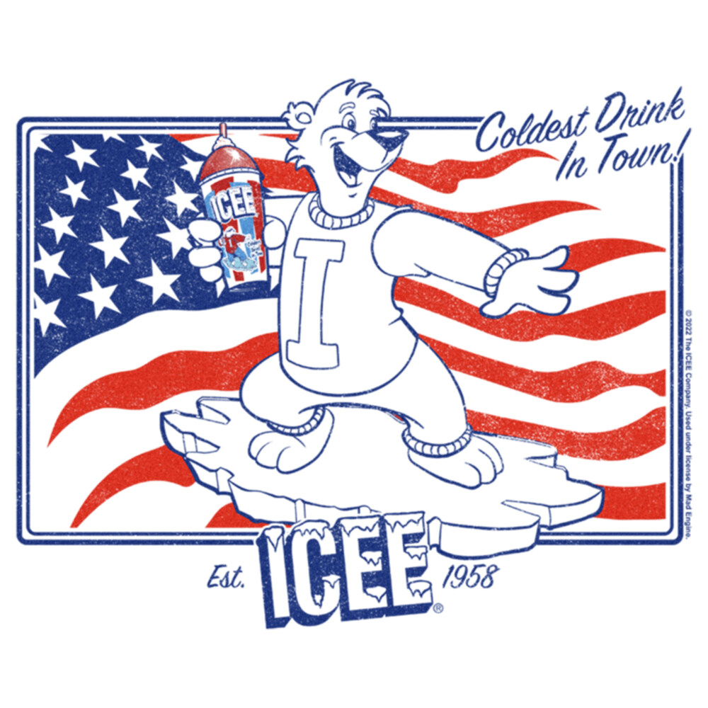 Men's ICEE Coldest Drink in Town American Flag  Adult T-Shirt