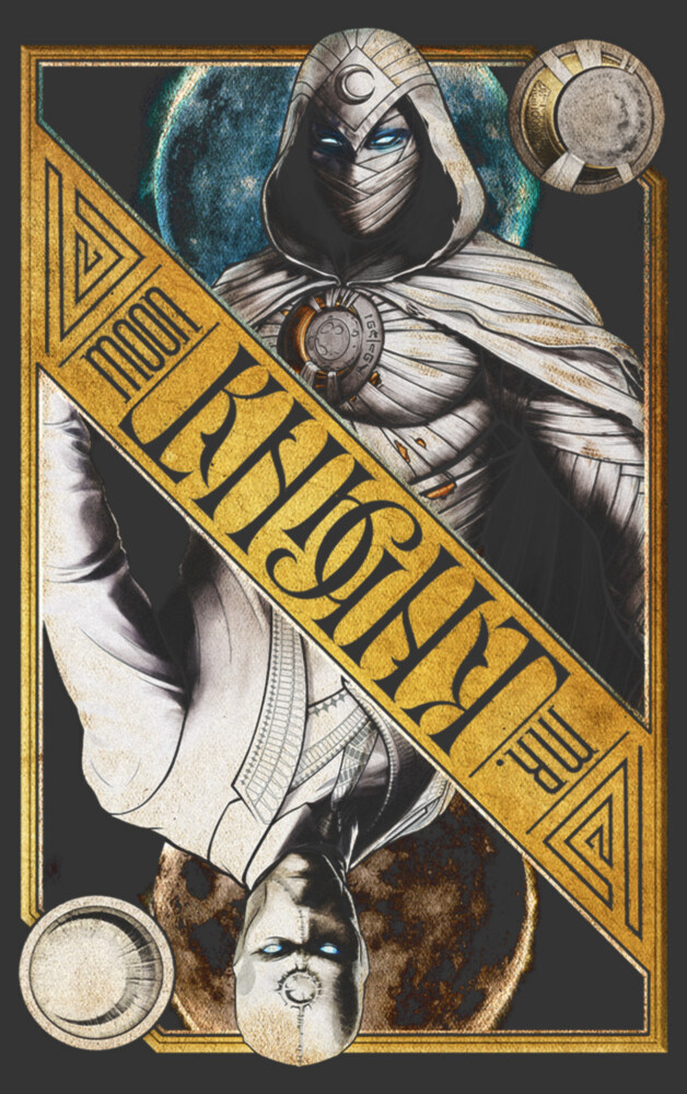 Men's Marvel: Moon Knight Colorful Dual Identity Split Playing Card  Adult T-Shirt
