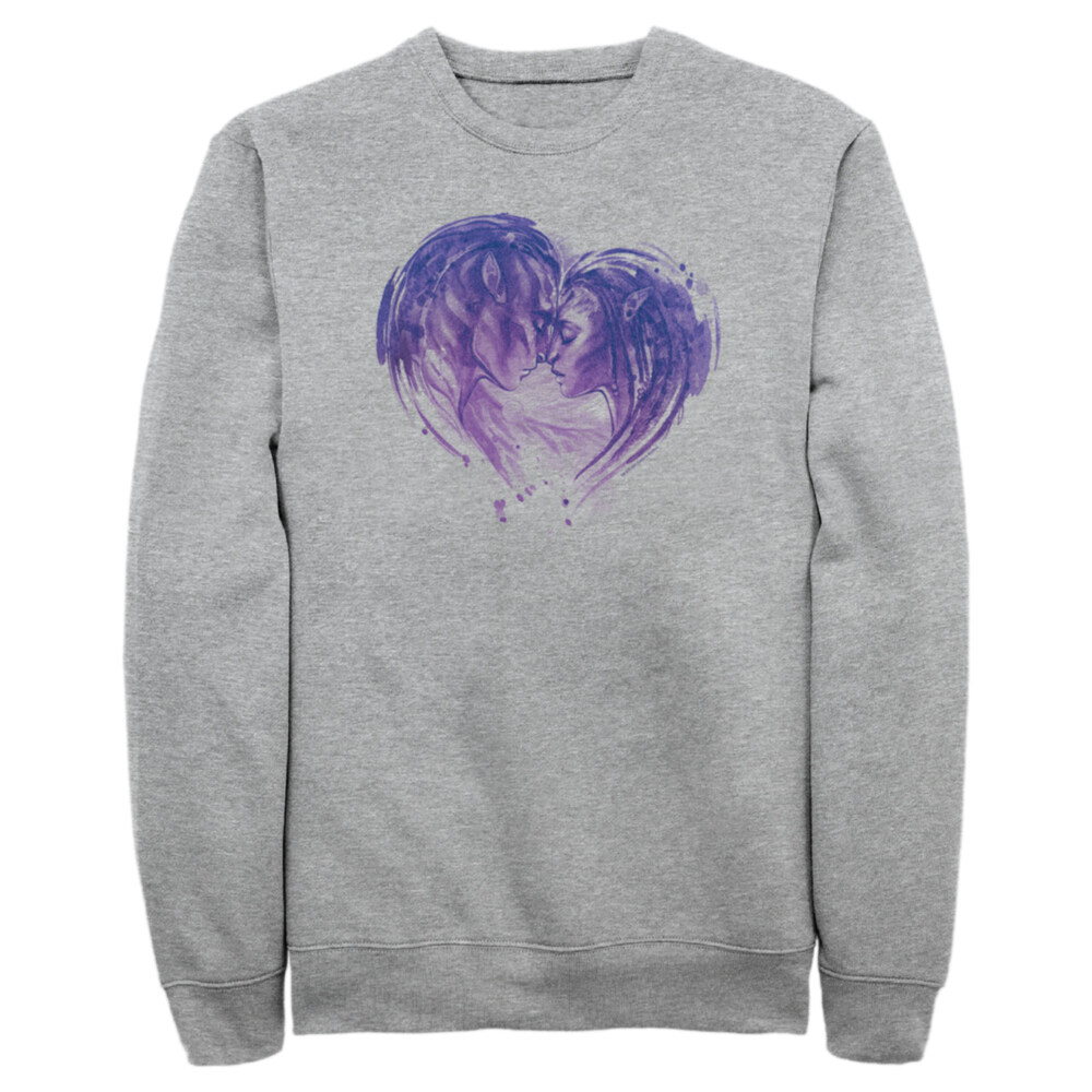 Men's Avatar: The Way of Water Neytiri and Jake Sully Watercolor Heart  Adult Sweatshirt