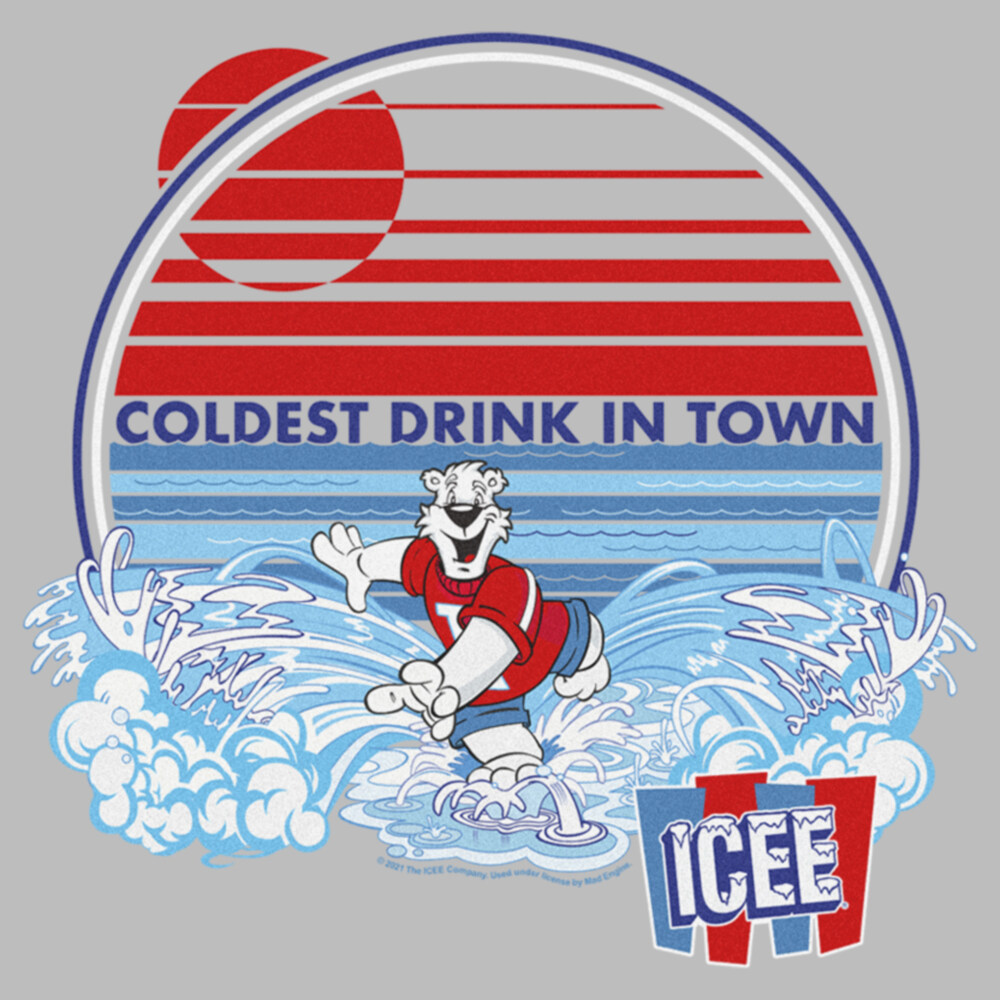 Men's ICEE Coldest Drink in Town Surfing Bear  Adult T-Shirt