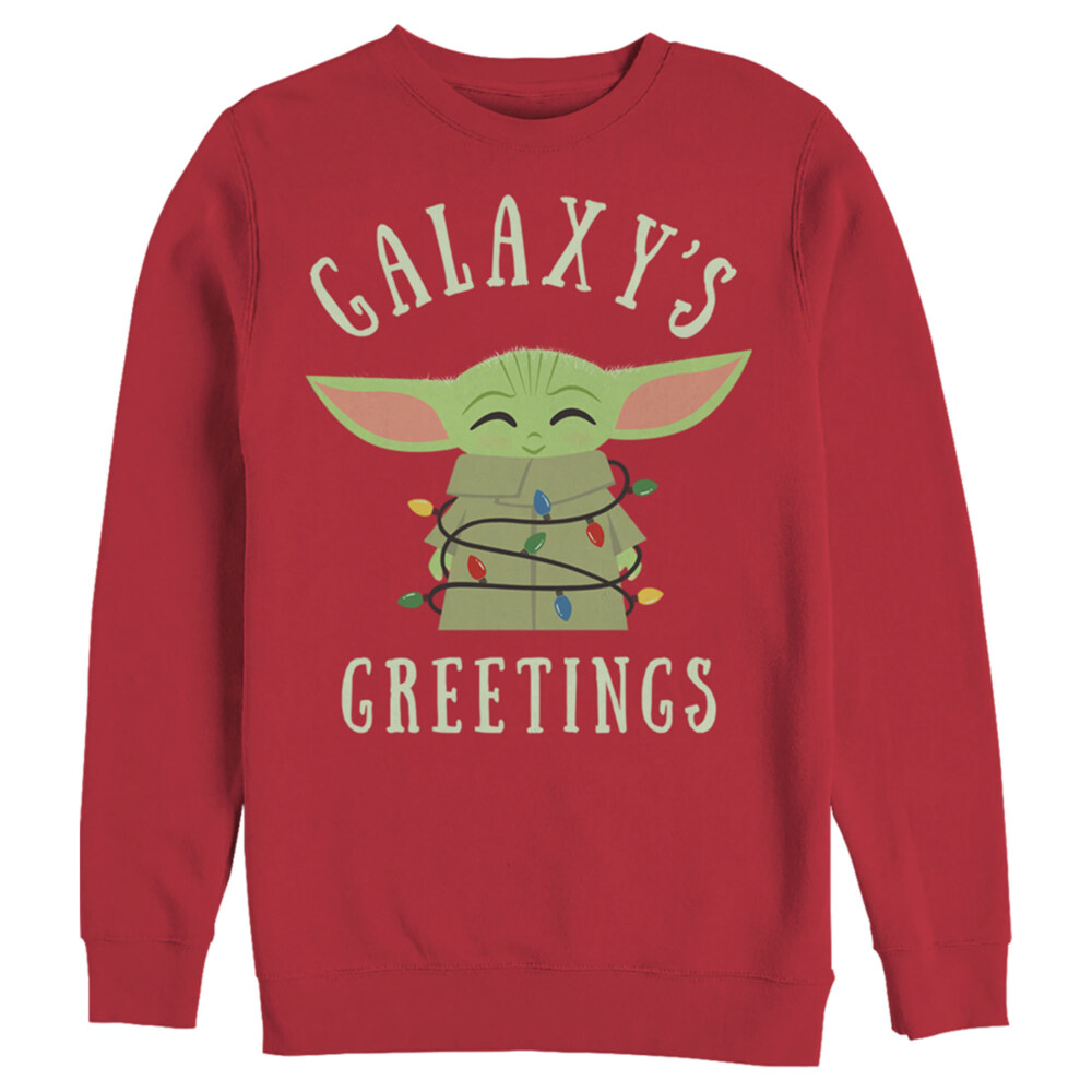 Men's Star Wars The Mandalorian Christmas The Child Greetings  Adult Sweatshirt