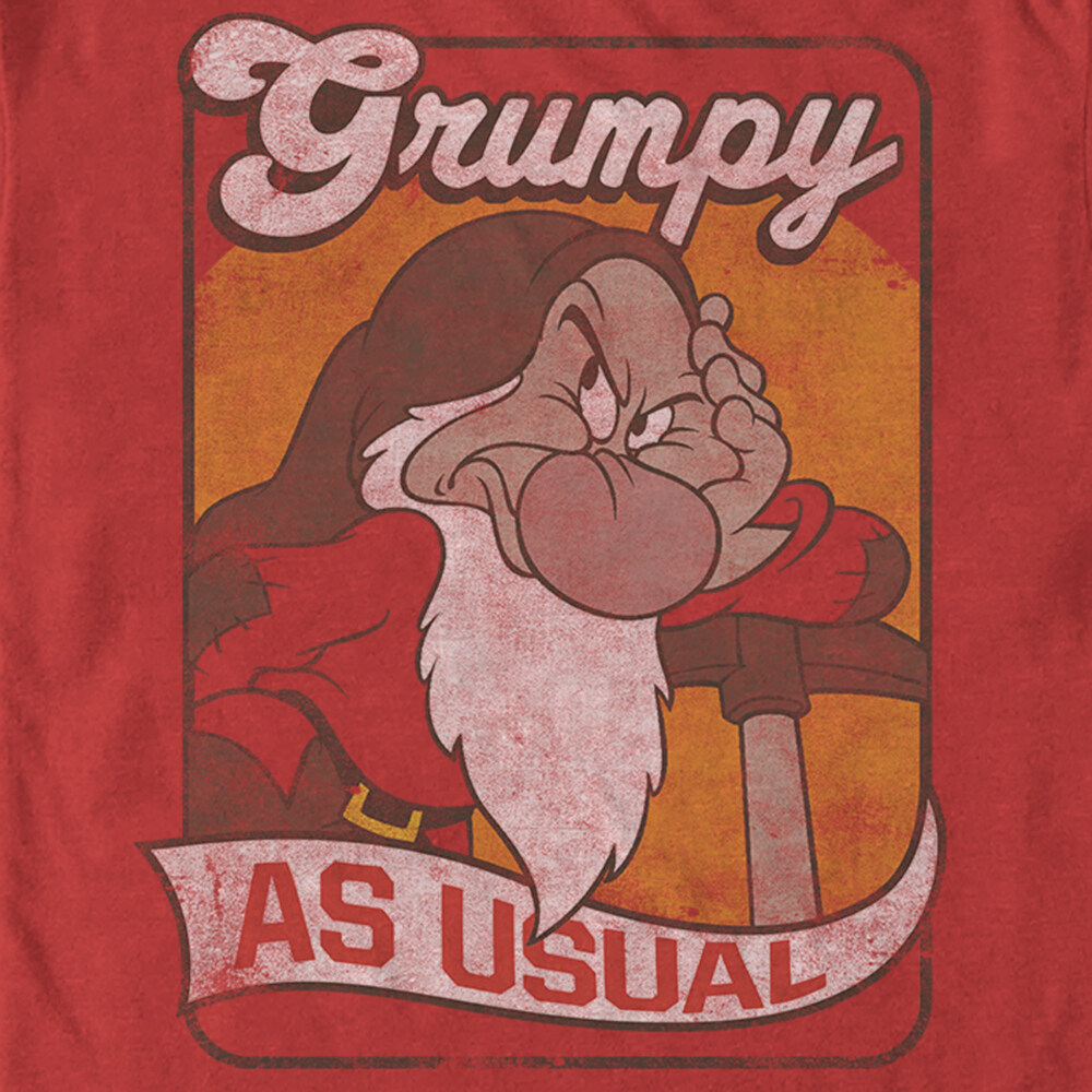 Men's Snow White and the Seven Dwarves Grumpy as Usual Distressed  Adult T-Shirt