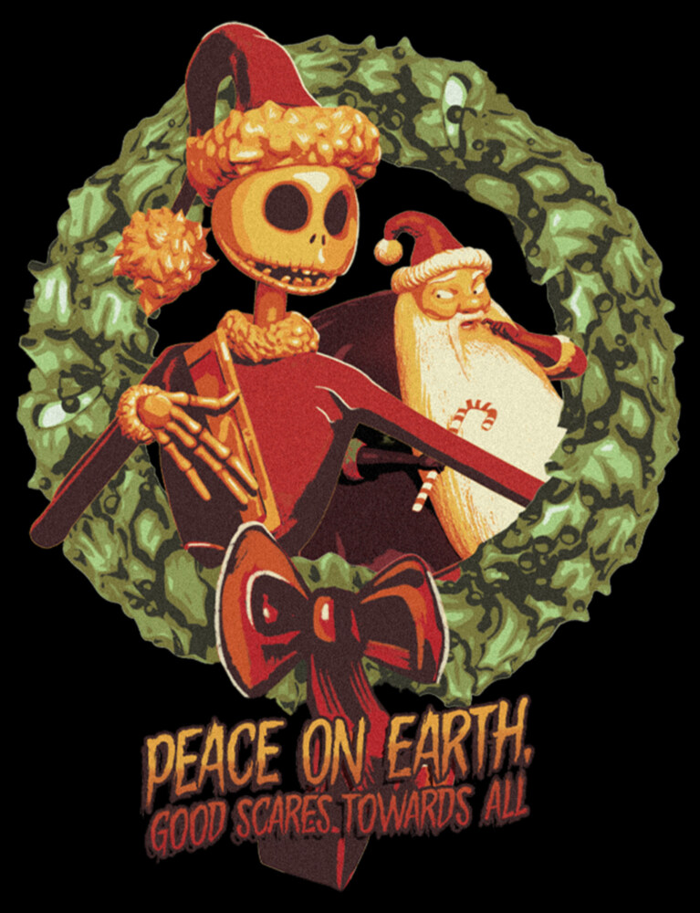 Men's The Nightmare Before Christmas Christmas Jack Peace on Earth Good Scares Towards All  Adult T-Shirt