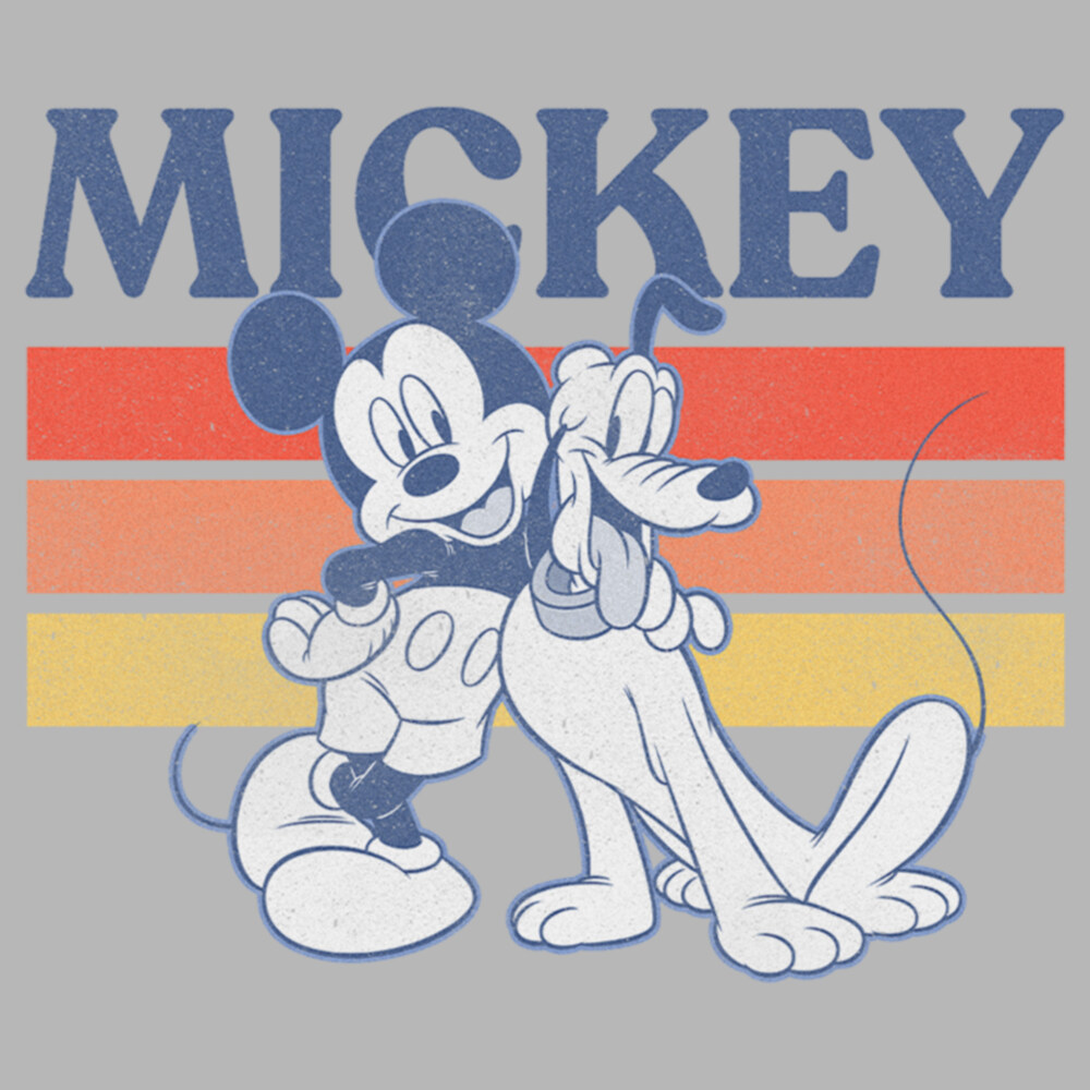 Men's Mickey & Friends Retro Pluto and Mickey Mouse  Adult Long Sleeve Shirt