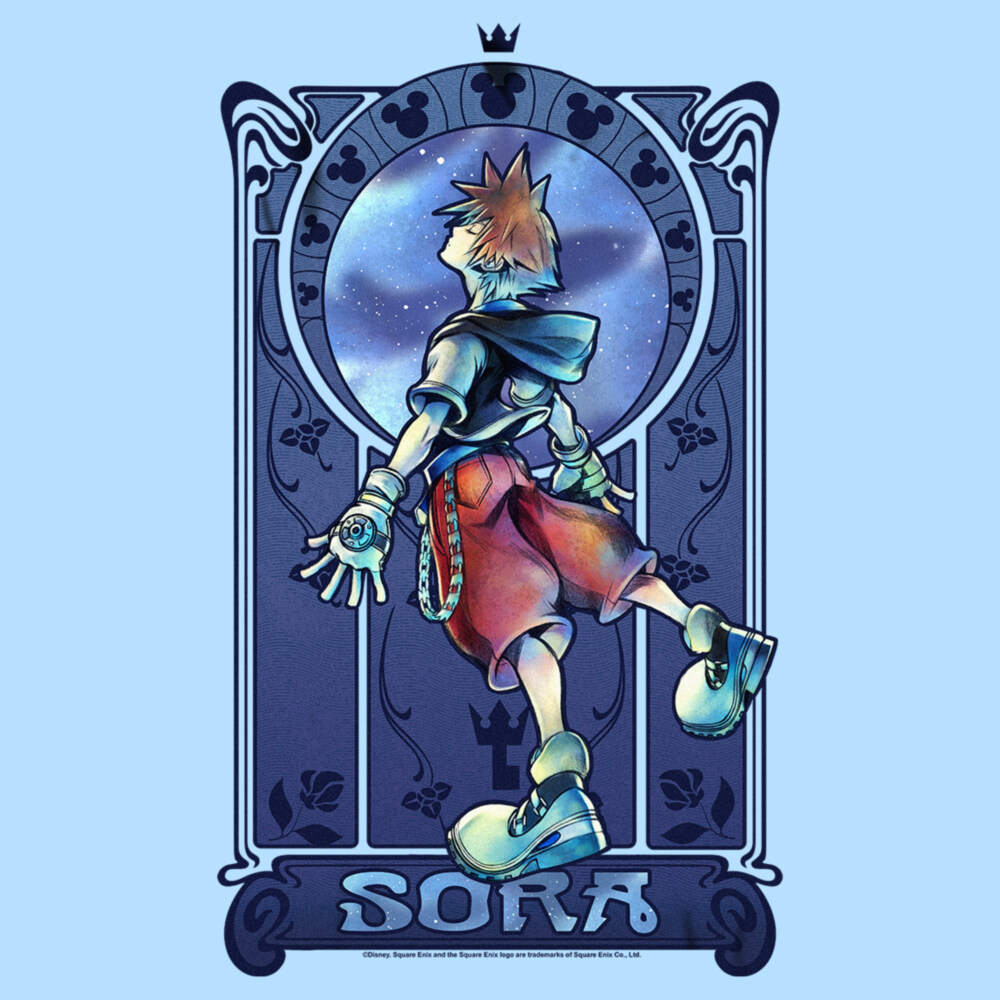 Men's Kingdom Hearts Re: Chain of Memories Sora Mirror Portrait  Adult T-Shirt