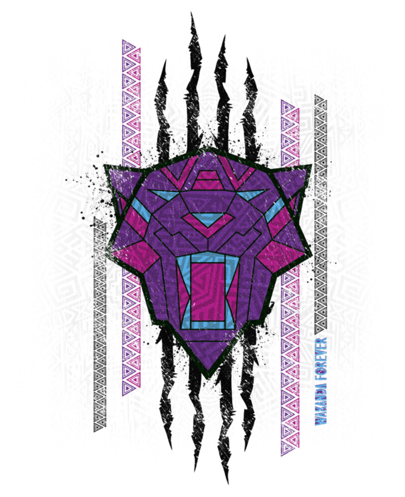 Men's Marvel: Black Panther: Wakanda Forever Geometric Black Panther Icon Scratch  Adult T-Shirt