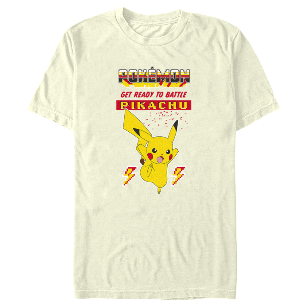 Men's Pokemon Get Ready to Battle Pikachu Retro  Adult T-Shirt