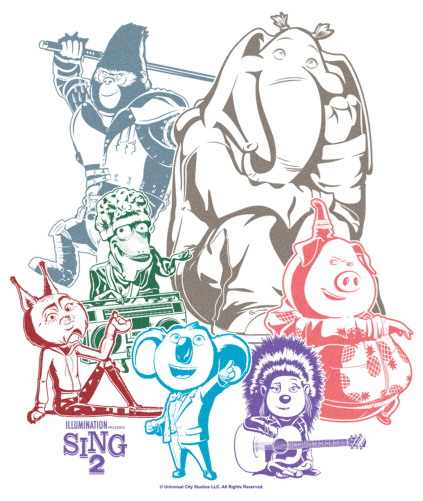 Men's Sing 2 Colorful Group Shot  Adult T-Shirt