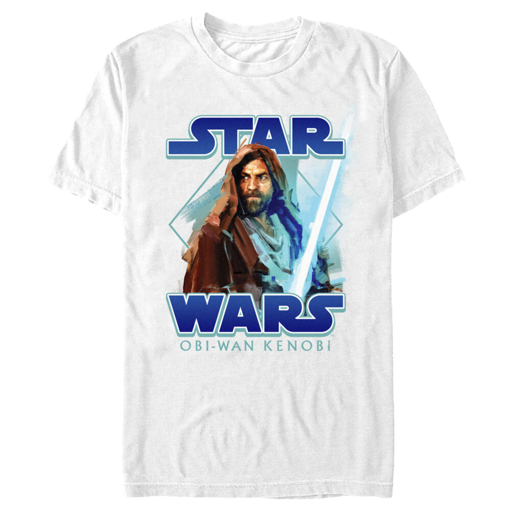 Men's Star Wars: Obi-Wan Kenobi Jedi Lightsaber with Brushstroke Kenobi  Adult T-Shirt