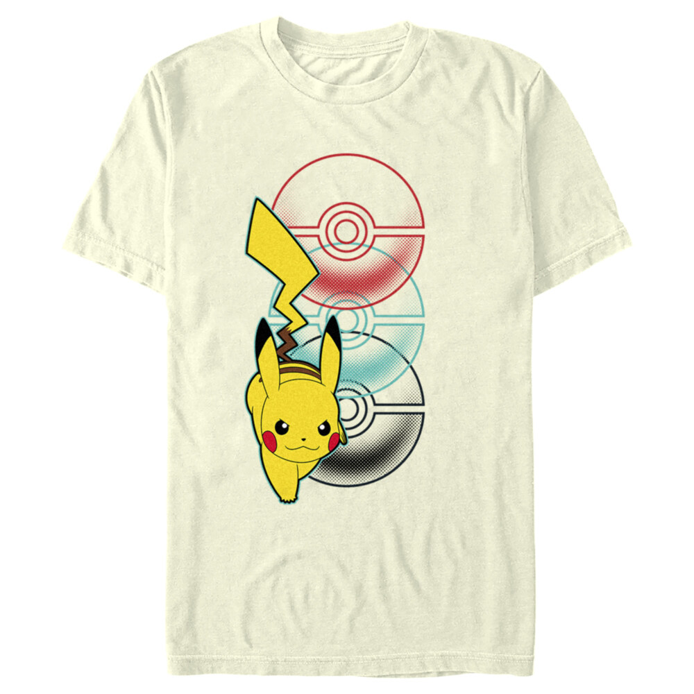 Men's Pokemon Pikachu Poke Balls  Adult T-Shirt