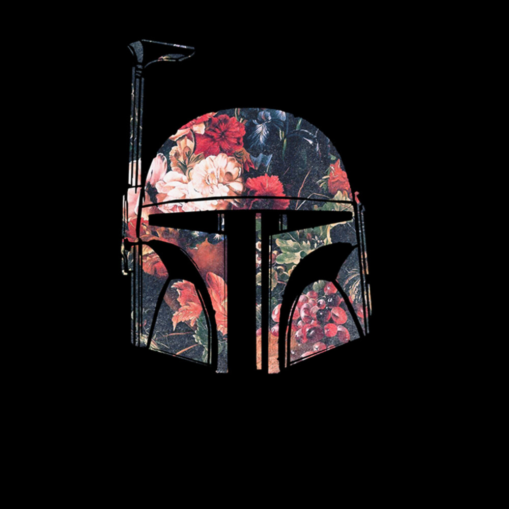 Men's Star Wars Boba Fett Floral Print Helmet  Adult Pull Over Hoodie