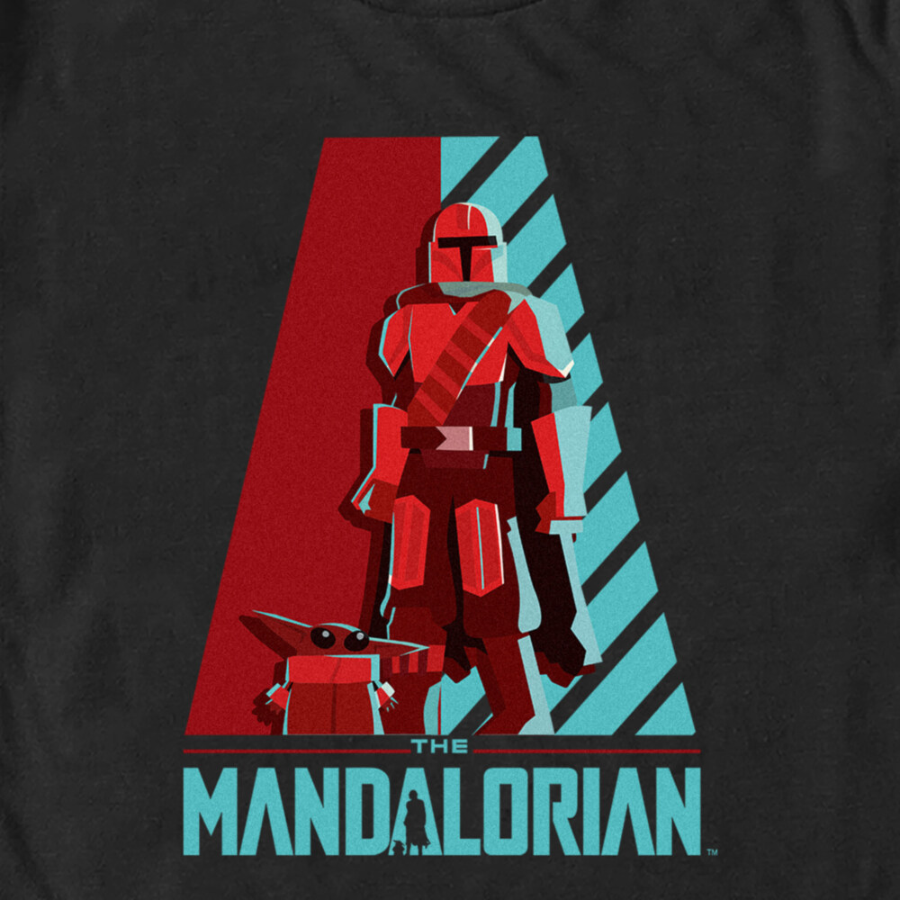 Men's Star Wars: The Mandalorian Blue and Red Animated Logo  Adult T-Shirt
