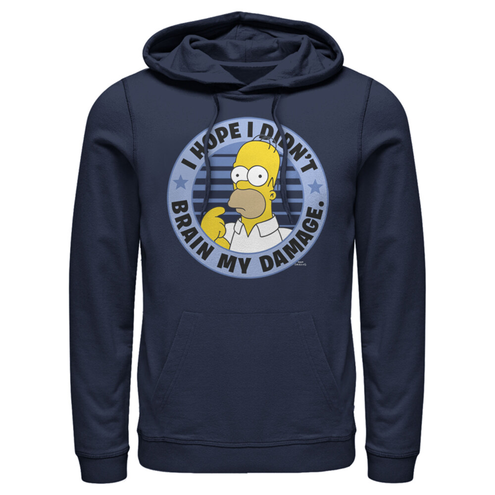 Men's The Simpsons Brain My Damage  Adult Pull Over Hoodie