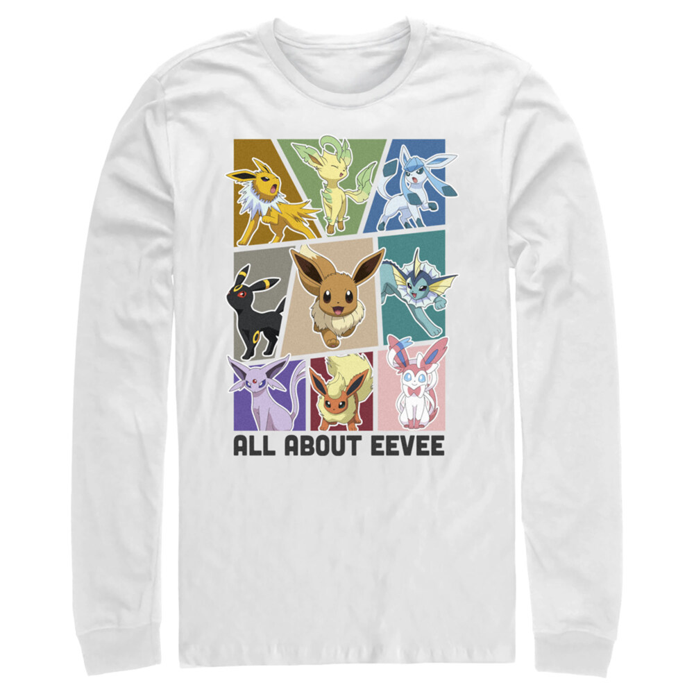 Men's Pokemon All About Eevee Eeveeloution  Adult Long Sleeve Shirt