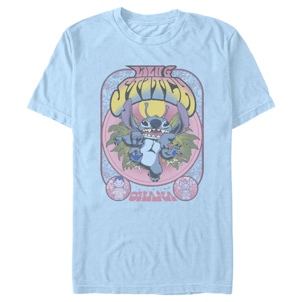 Men's Lilo & Stitch Ohana Groovy Stitch Poster  Adult T-Shirt