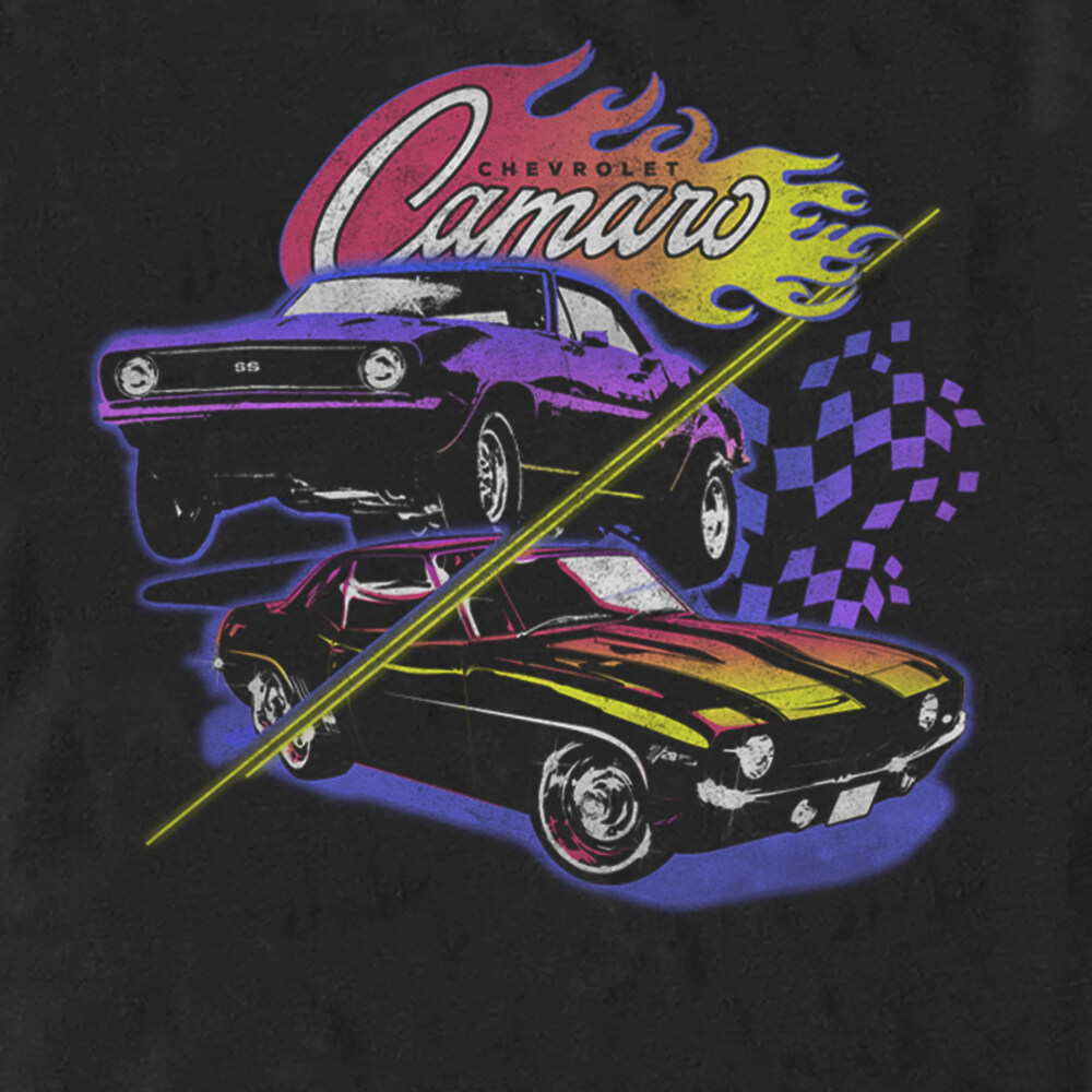 Men's General Motors Purple and Black Hotrod Camaros  Adult T-Shirt