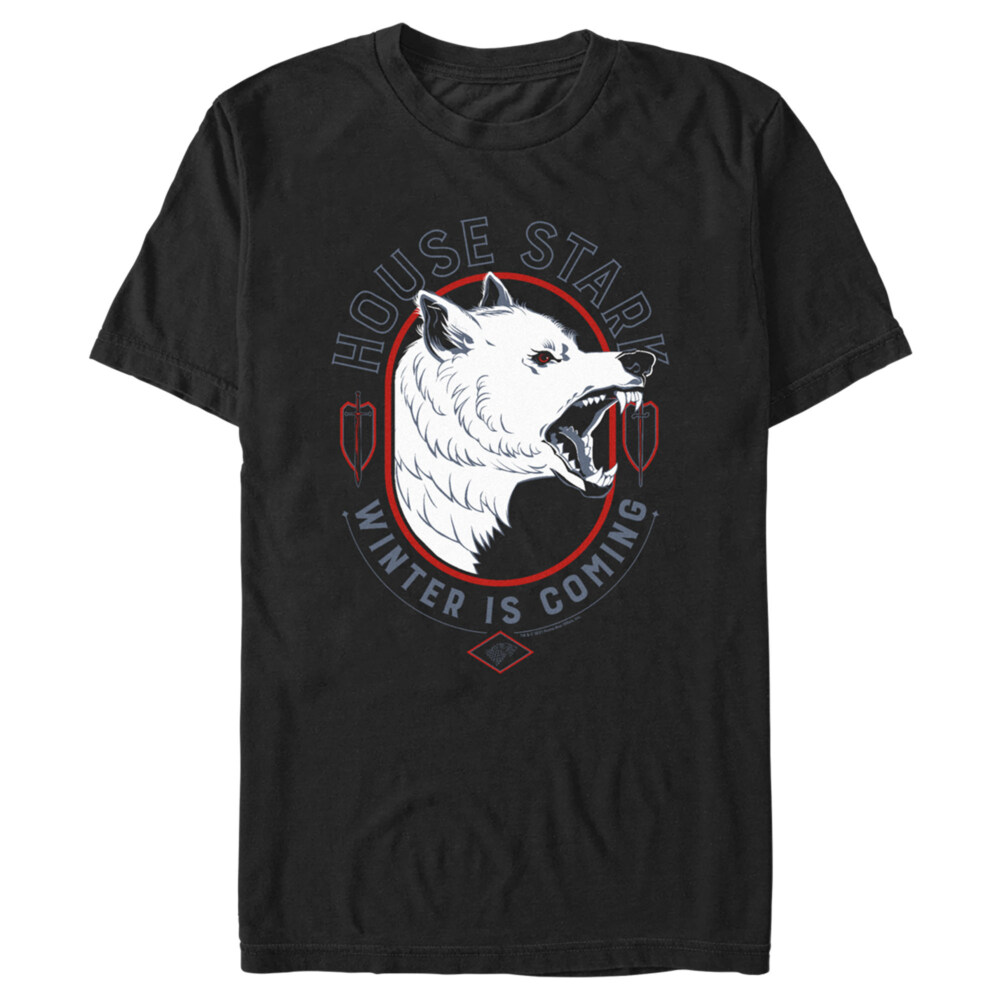 Men's Game of Thrones House Stark White Wolf  Adult T-Shirt