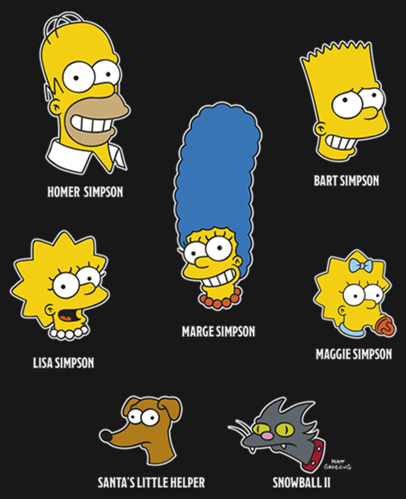 Men's The Simpsons Family Faces  Adult Long Sleeve Shirt