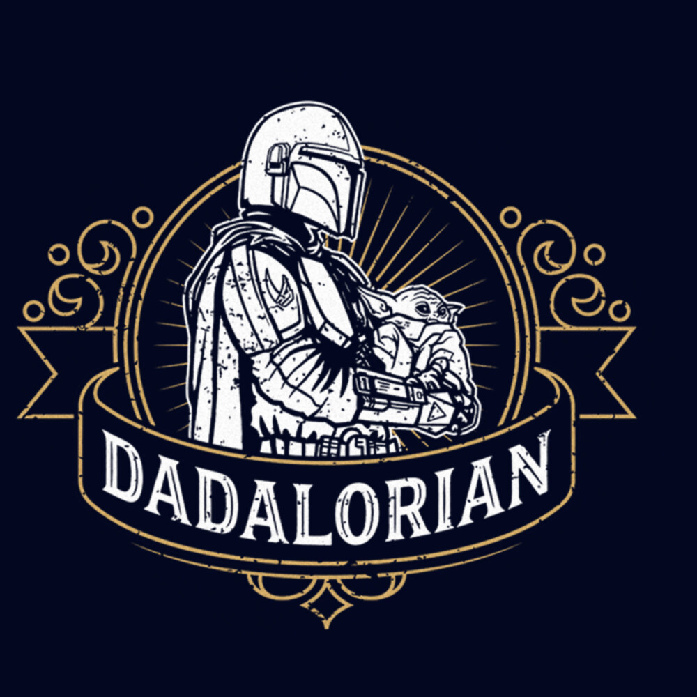 Men's Star Wars: The Mandalorian Grogu and Din Djarin Dadalorian Banner Sketch  Adult T-Shirt