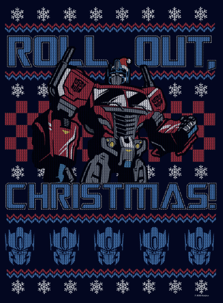 Men's Transformers Optimus Prime Roll Out Ugly Xmas  Adult T-Shirt